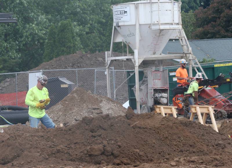 Crews from MCP Midwest work on the new Henry-Senachwine High School academic wing addition on Monday, June 9, 2025 in Henry.