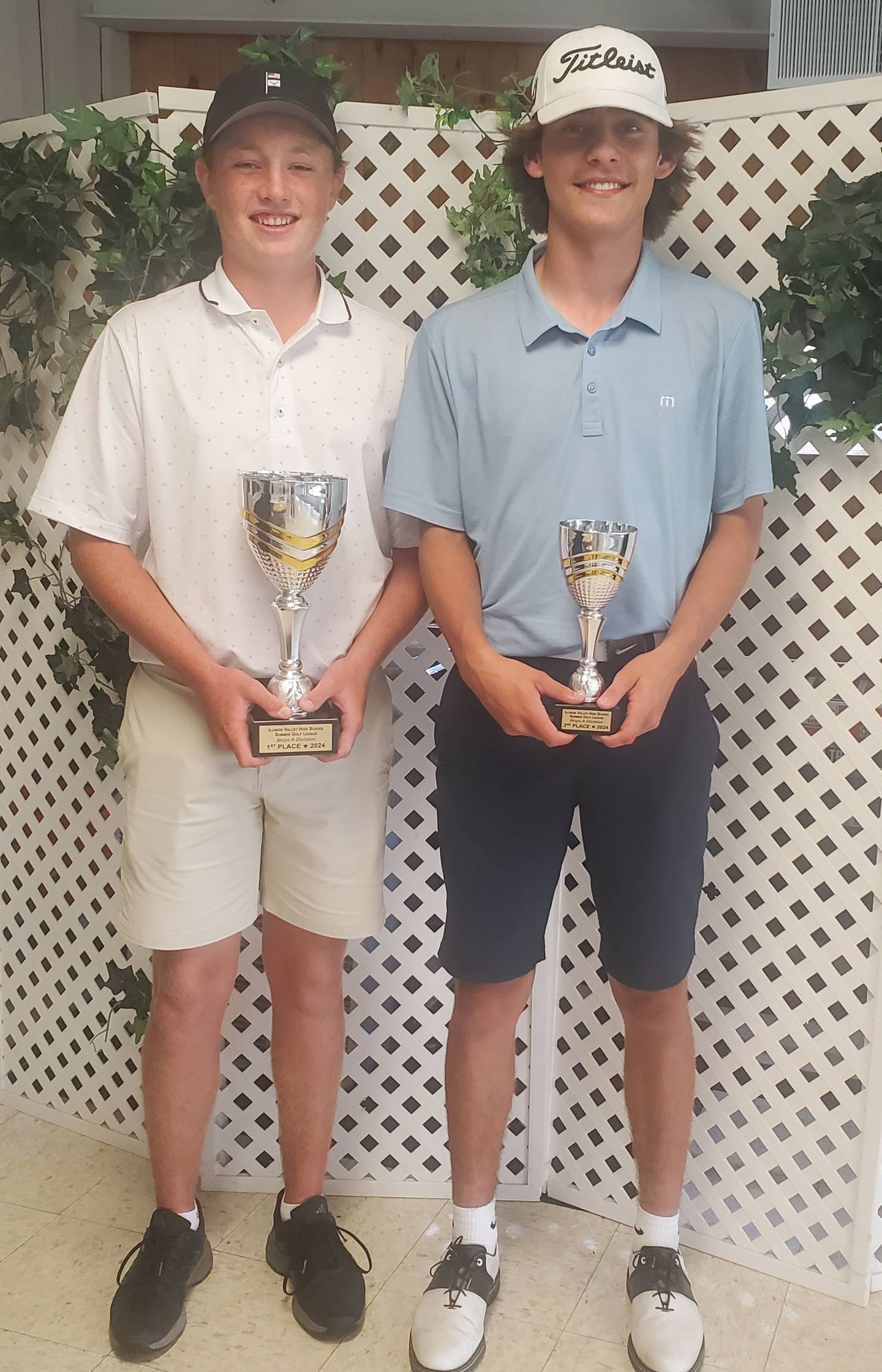 Ottawa sophomore Bryer Harris (left) won the Boys A Division of the Illinois Valley High School Summer Golf League. Henry-Senachwine junior Carson Rowe (right) took third. Ottawa junior Jacob Armstrong (not pictured) placed second.