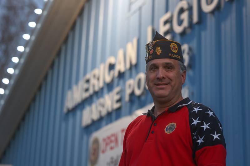 Gregory Roach, Navy veteran and former American Legion Marne Post 13 commander, stands outside the Plainfield American Legion Marne Post 13 on Thursday.