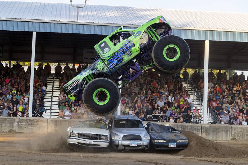 Brad Shippert of Dixon clears his obstacles Thursday, August 17, 2023 during the Full Throttle Monster Truck show at the Whiteside County Fair. The local boy made good by wowing the crowd in Morrison.