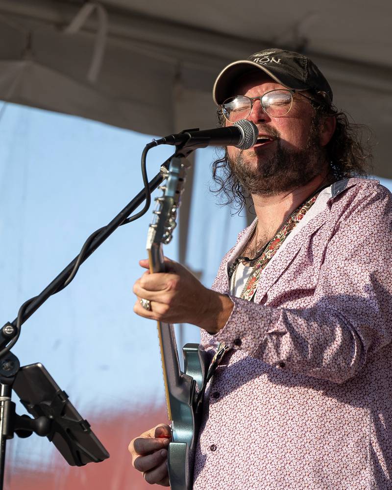 Travis Reid of the Travis Reid Band sings during performance at the BBQ & Blues Fest on Saturday, Sept. 12, 2025 on First Street in La Salle.