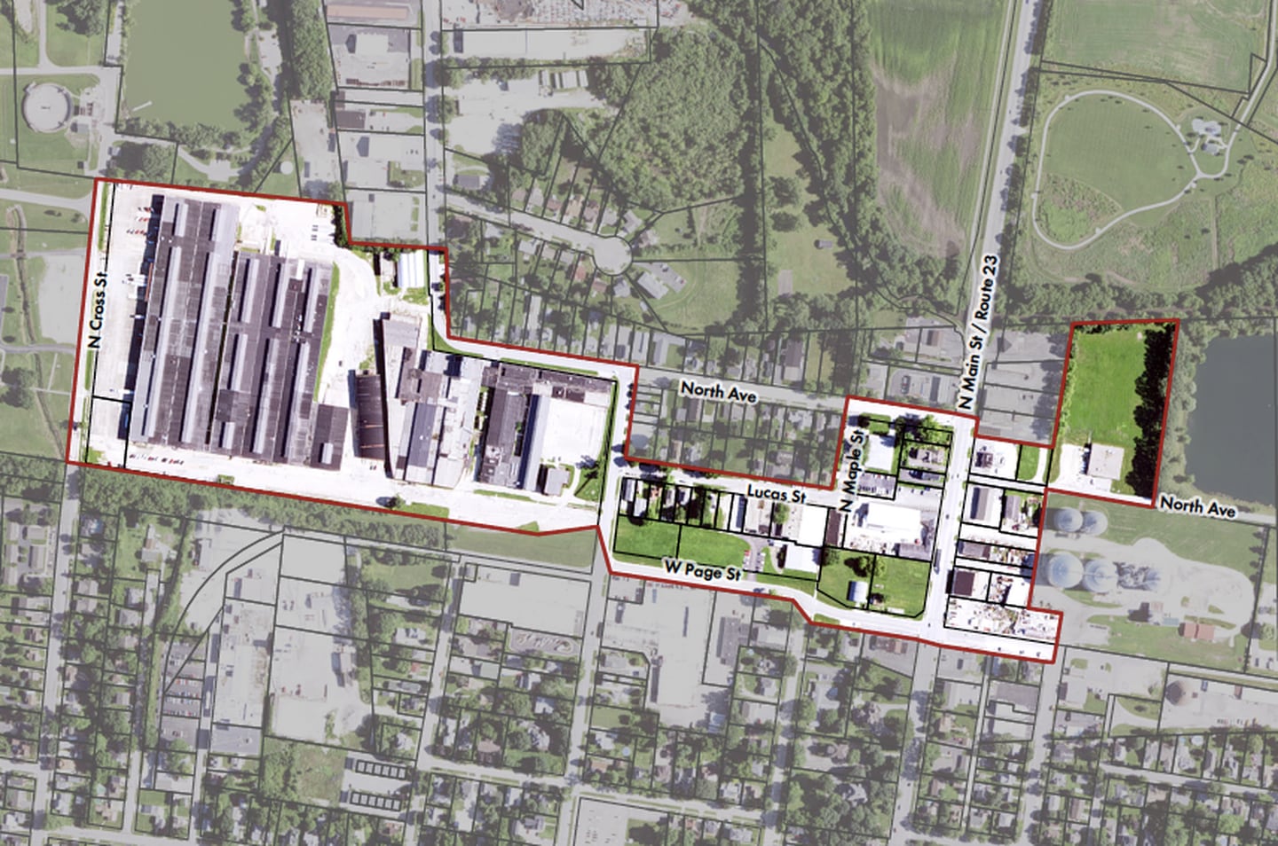 An illustration of Sycamore's newly approved tax increment financing district, designated as "TIF 2".