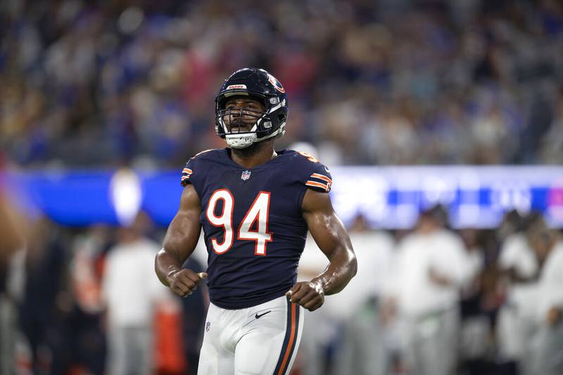 Chicago Bears linebacker Robert Quinn (94) during an NFL football game against the Los Angeles Rams Sunday, Sept. 12, 2021, in Inglewood, Calif.