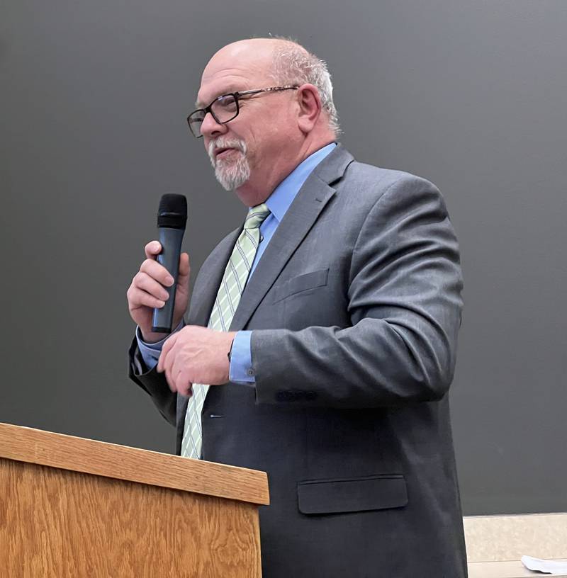 Mark Williams, executive director of the DeKalb County Economic Development Corporation, talked to the DeKalb County Board Committee of the Whole on March 13, 2024, about expanding the DeKalb County Enterprise Zone by adding 794 acres of land south of the ChicagoWest Business Center in DeKalb.