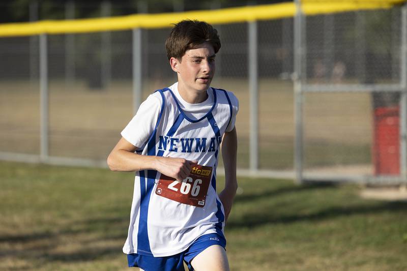 Newman’s lone boy runner Samuel Gascoinge took 19th Tuesday, Sept. 16, 2025, at the Twin Cities Triangular in Rock Falls.