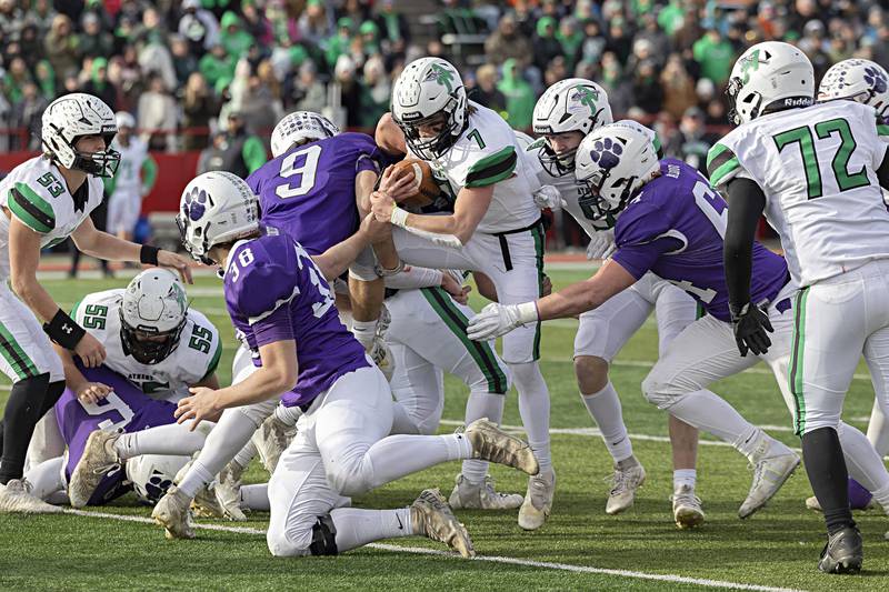 Athens’ Jared Schnapp runs the ball against Wilmington Friday, Nov. 24, 2023 in the 2A state football championship game at Hancock Stadium in Normal.