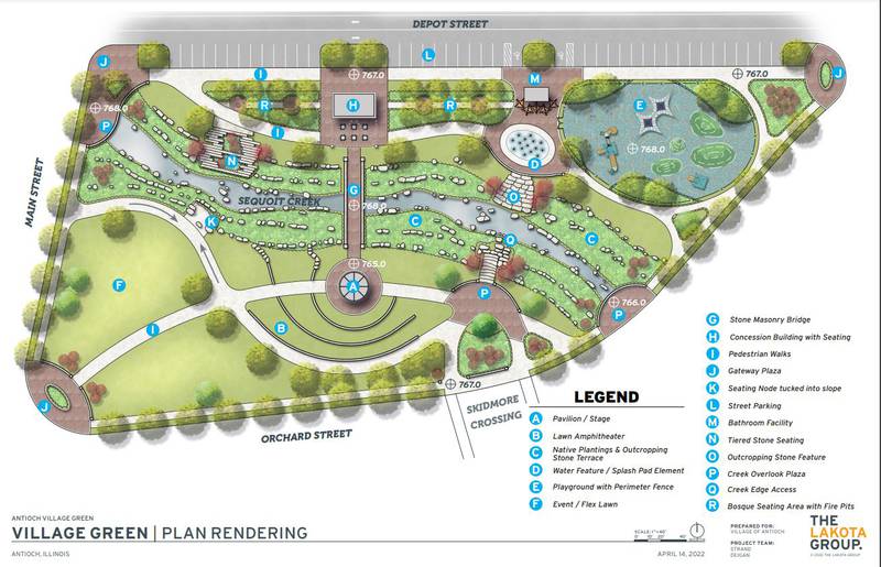 A rendering of the new park planned in the Village of Antioch.