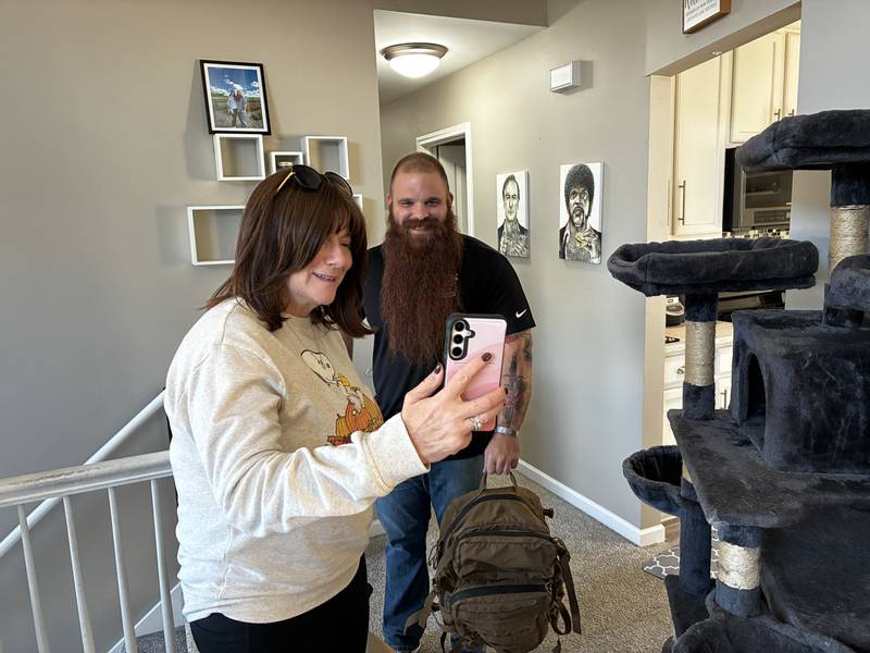 Dawn Bremer, co-founder of 30 Days for 30 Vets, met with of U.S. Marine Corps veteran Luke McArthur on Thursday, Oct. 30, 2025, to go over what projects his house is getting as part of the program's second year.