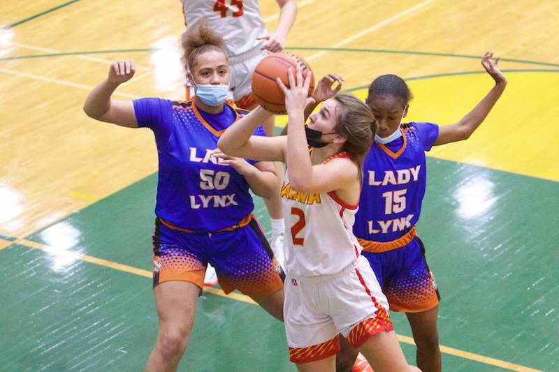 Batavia's Brooke Carlson drives the lane