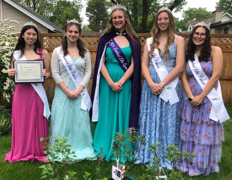 The Lombard 2024 Lilac Court are, from left, Princess Jade Dhamers, Princess Alyssa Borbath, Queen Kendra Trummer, Princess Gabby Walton and Princess Brooke Seymore