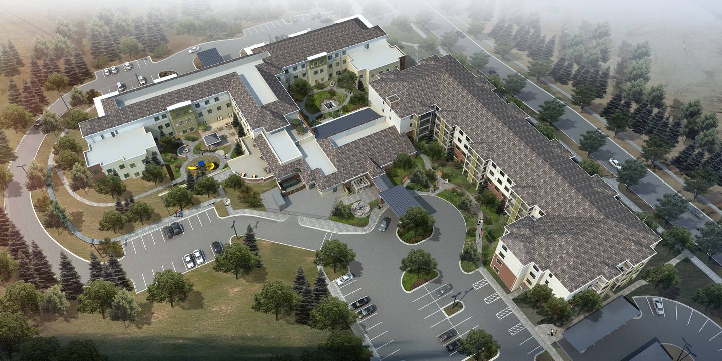 A rendering of Melody Living campus once the second phase is completed. Construction on the phase began in fall 2021 and is expected to be complete in 2023.