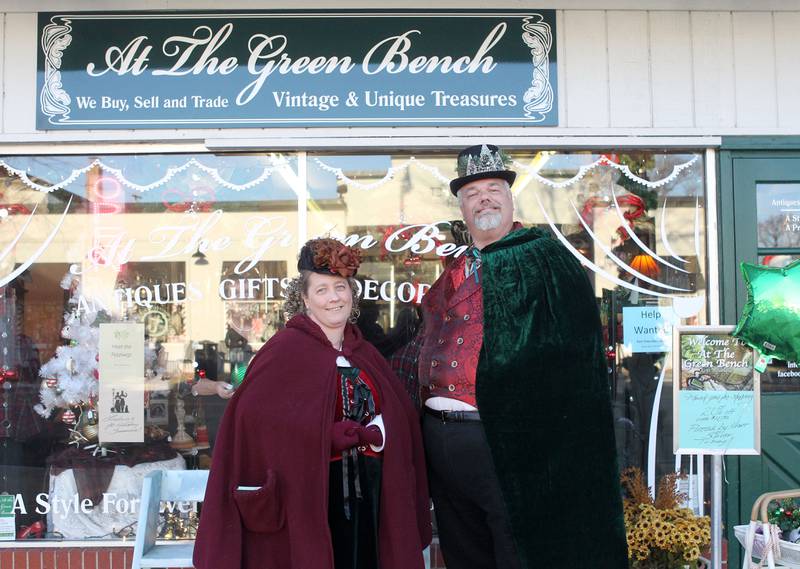 Candace H. Johnson for Shaw Local News Network
Mr. & Mrs. Fezziwig from "A Christmas Carol," created by Charles Dickens, stand outside of a store called, At The Green Bench Vintage & Unique Treasures, during Holiday Walk on Main in Wauconda. The event was sponsored by the Wauconda Area Chamber of Commerce. (12/4/22)