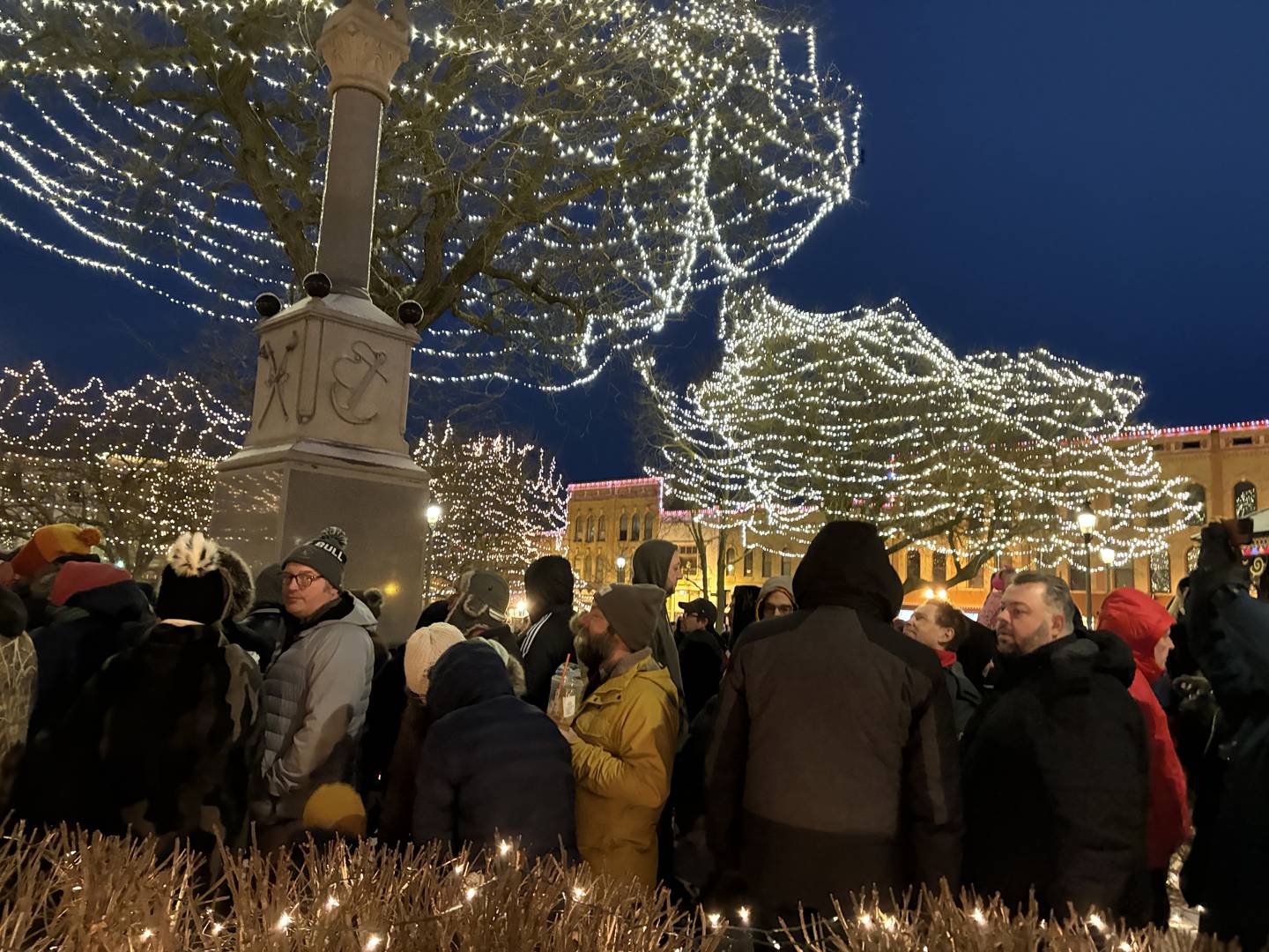 Crowds gather early on Groundhog Day, Feb. 2, 2025., in Woodstock ahead of the groundhog's spring prediction.