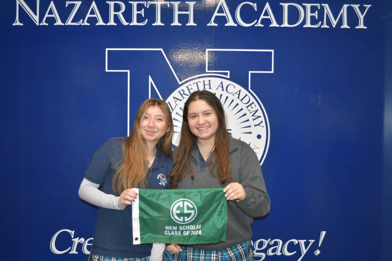 Nazareth Academy seniors XX (left) and XX are recipients of the Chick Evans Scholararship.