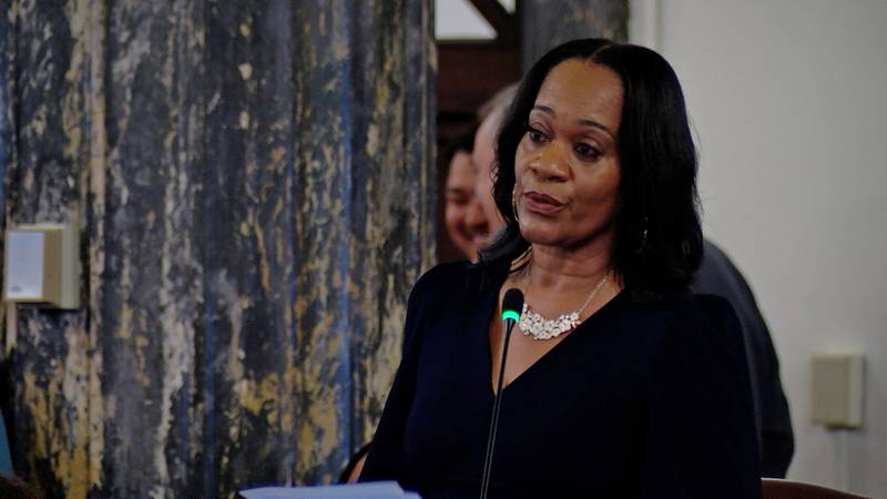 State Sen. Kimberly Lightford, D-Maywood, is pictured on the Senate Floor on Friday, April 12, 2024. She sponsored legislation that would consolidate various early childhood services into a new Early Childhood department over the course of two years.