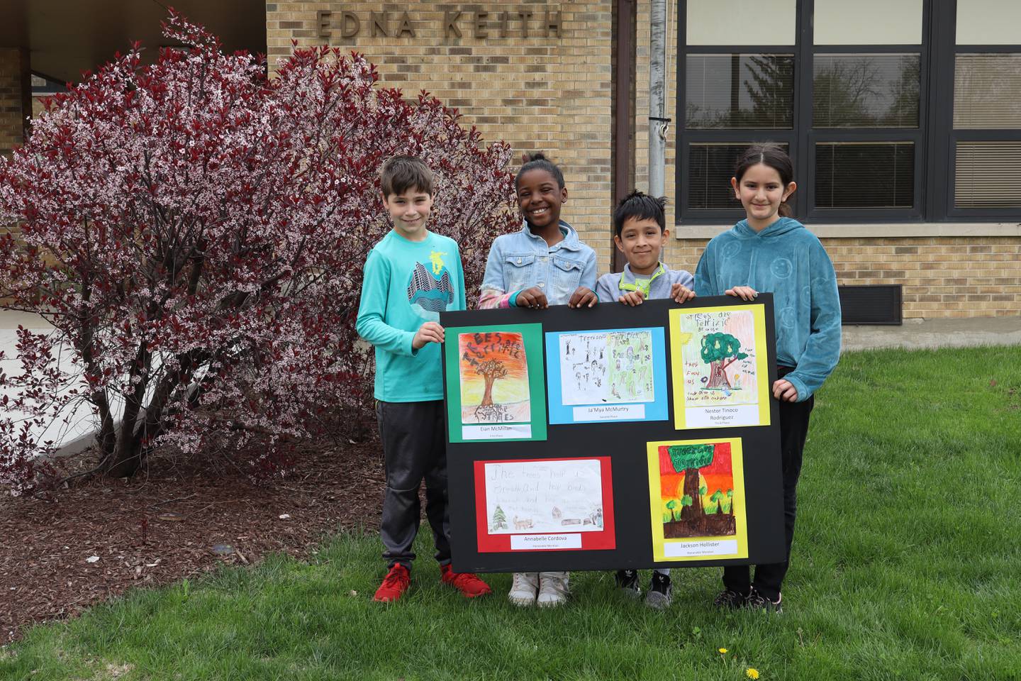 Edna Keith Elementary School Arbor Day poster contest winners Eian McMillan, Ja’Mya McMurtry, Nestor Tinoco Rodriguez, and Annabelle Cordova.
April 10, 2025.