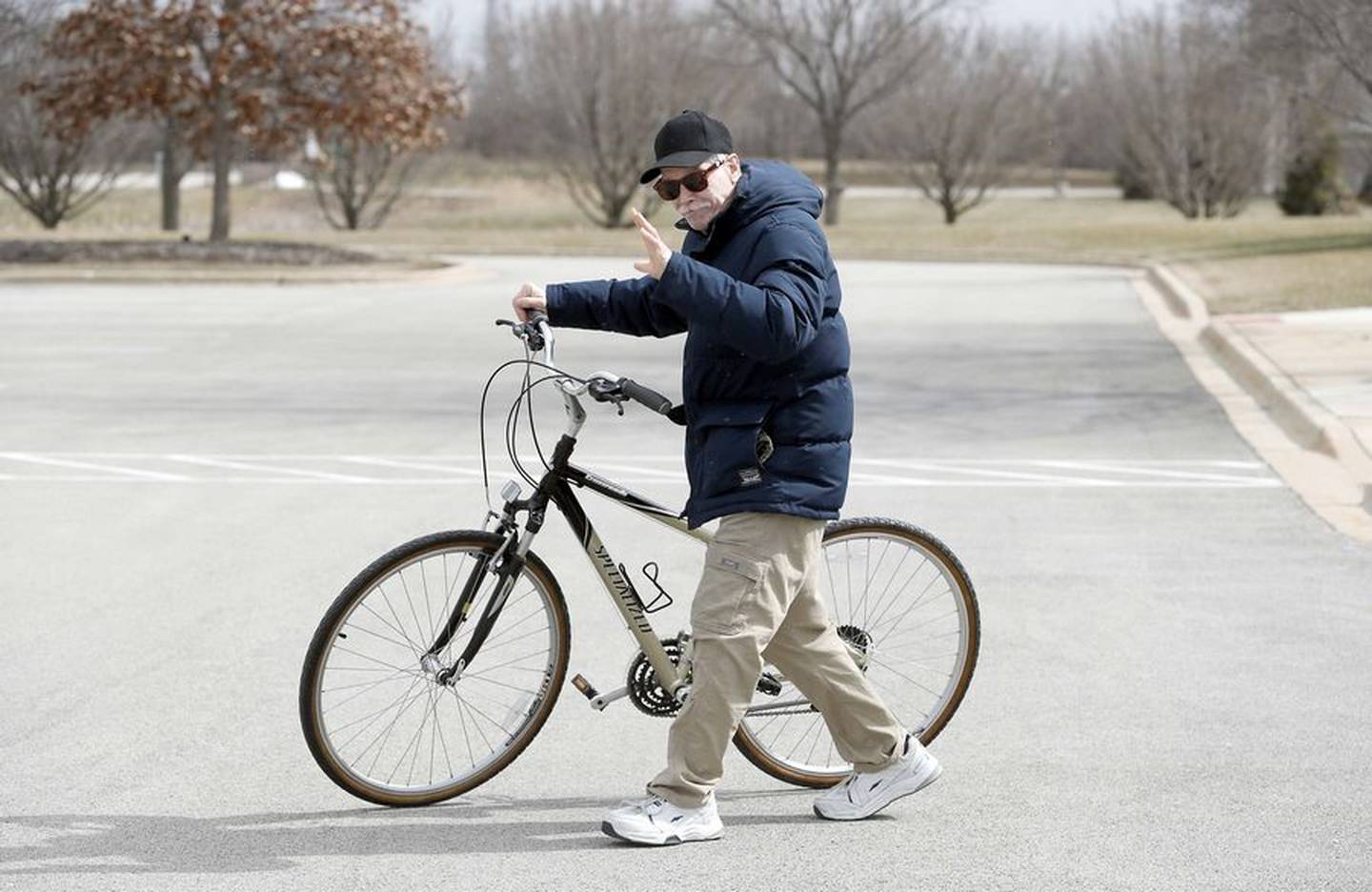 Mike Bruce says his new bike rides much better than the one he was walking with along Route 62 when Huntley police officer Joe Lanute saw him earlier this month. Lanute secured a used bike -- donated by Lucky Brake Bicycles in Crystal Lake -- for Lanute.
