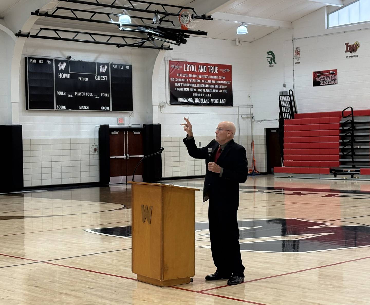Woodland Hall of Fame inductee John Mortland shared his gratitude for his mentors and lasting lessons he learned at Woodland School.