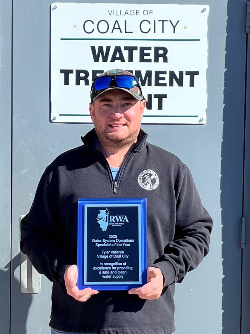 Tyler Valiente, the Illinois Rural Water Association's Water System Operations Specialist of the Year.