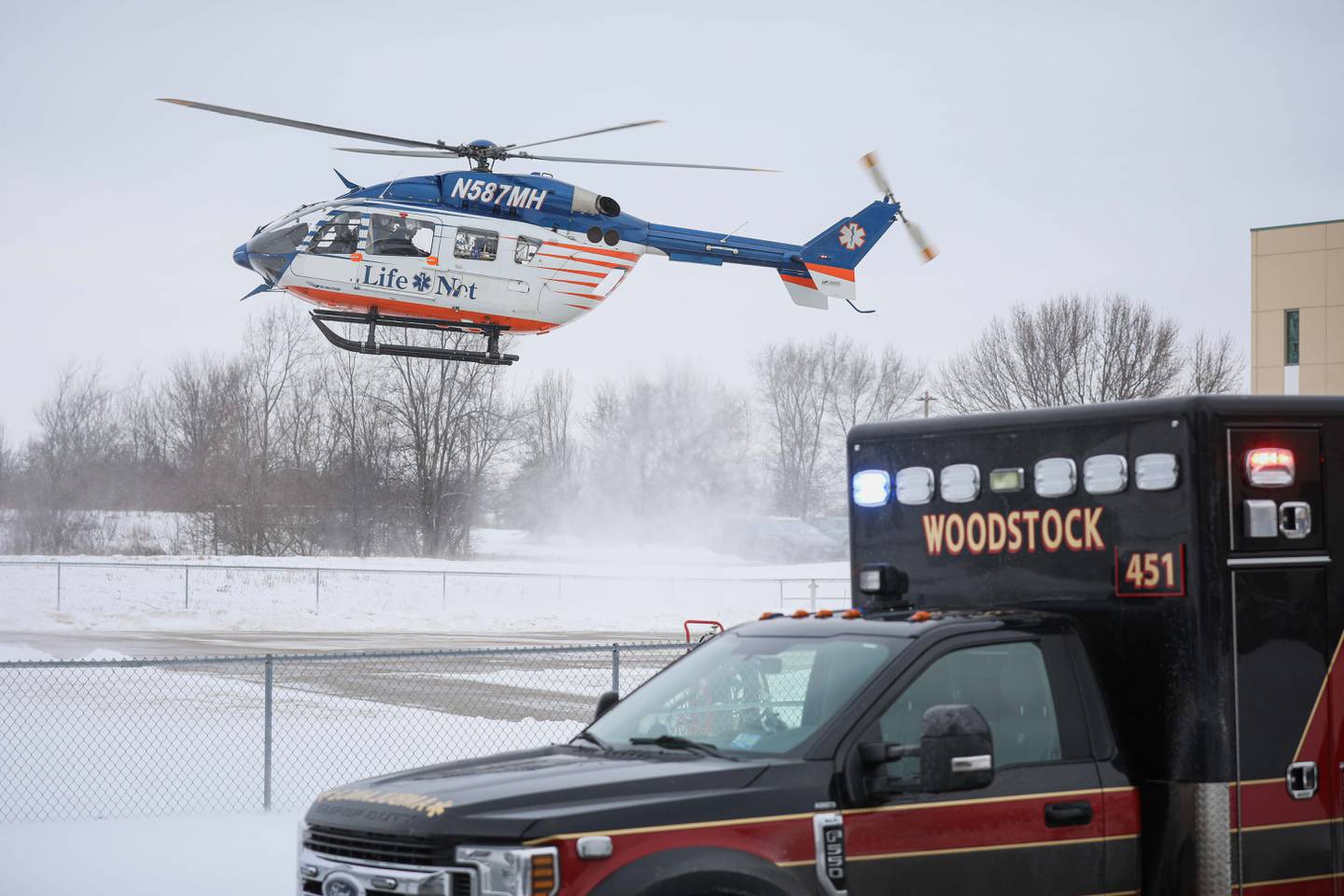 A man was airlifted after falling off a forklift near Woodstock Jan. 21, 2026.