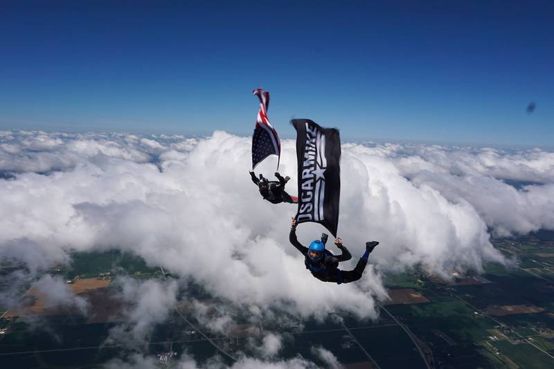 Oscar Mike, based in Marengo, takes veterans with disabilities skydiving on day two of their week-long clinics, ran out of the Poplar Grove facility.