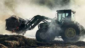 Firefighters battle hay bale fire between Oregon and Polo