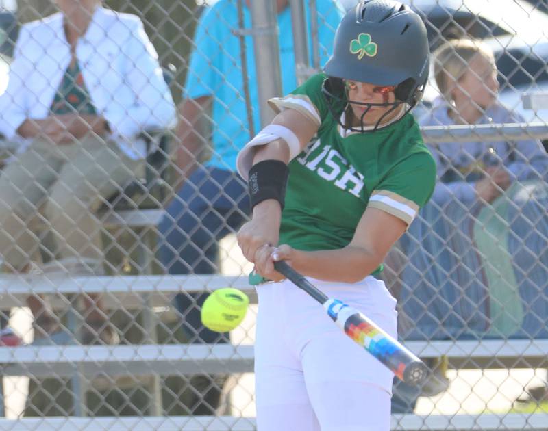 Seneca's Graysen Provance hits the ball against Marquette on Monday, May 11, 2026 at June Gross Field in Ottawa.