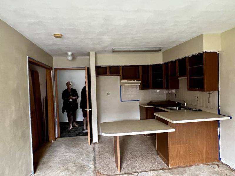 Inside an unfinished resident room at Cledy's House of Hope, a new women's sober living facility in Rock Falls.