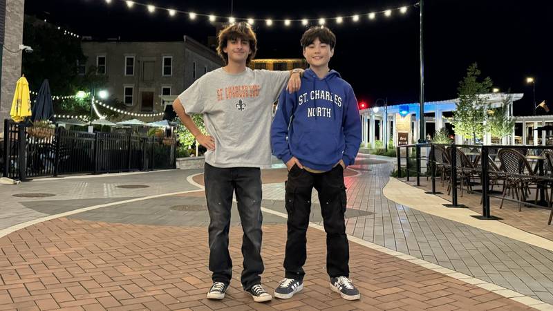 Founders of St. Charles Urban Design Advocates Calvin Reed (left) and James Bryner (right) at the St. Charles First Street Plaza.
