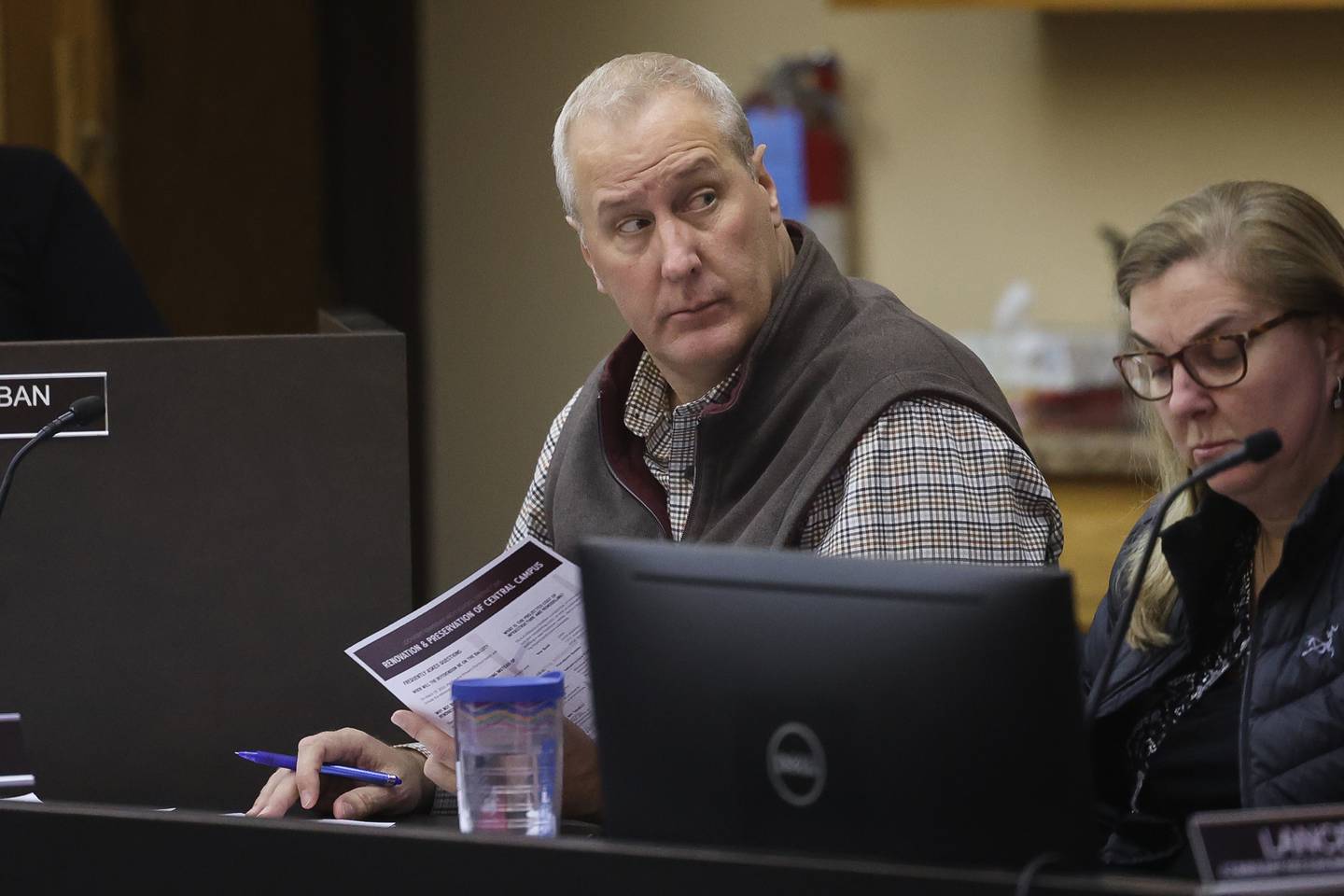 Benjamin Benson, City Administrator, listens to a speaker at the Lockport City Council meeting on Wednesday, Feb. 7th 2024 in Lockport.