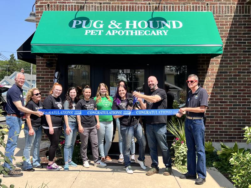 The Geneva Chamber of Commerce celebrated the opening of Pug & Hound Pet Apothecary's new space in Geneva with a ribbon-cutting ceremony on Saturday at its new location, 415 W. State St., Suite 101.