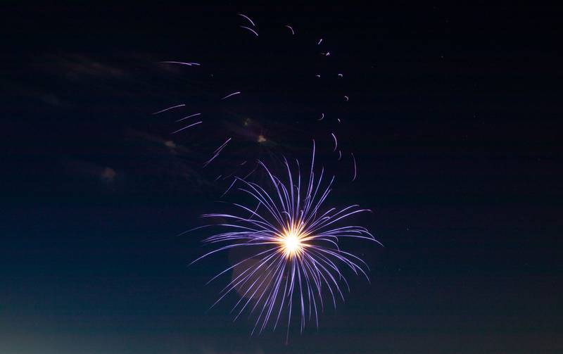 Fireworks explode in the night sky during the Elburn Lions Club fireworks show at Lions Club Park on Saturday, July 9, 2022.