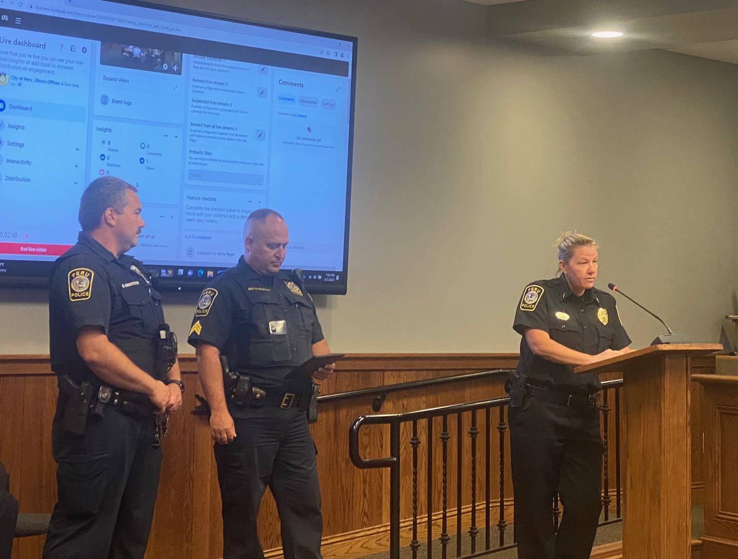 Peru officer Bradley Anderson was honored with a lifesaving award at Monday June 5 city council meeting for his actions that helped saved a man’s life.