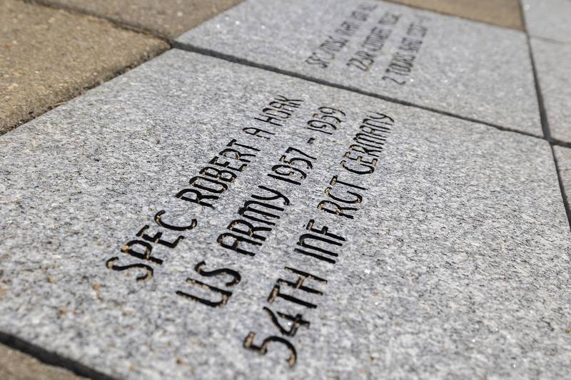 The legacy stone for Robert Hoak on display Sunday, June 8, 2025, at Veterans Park in Dixon.