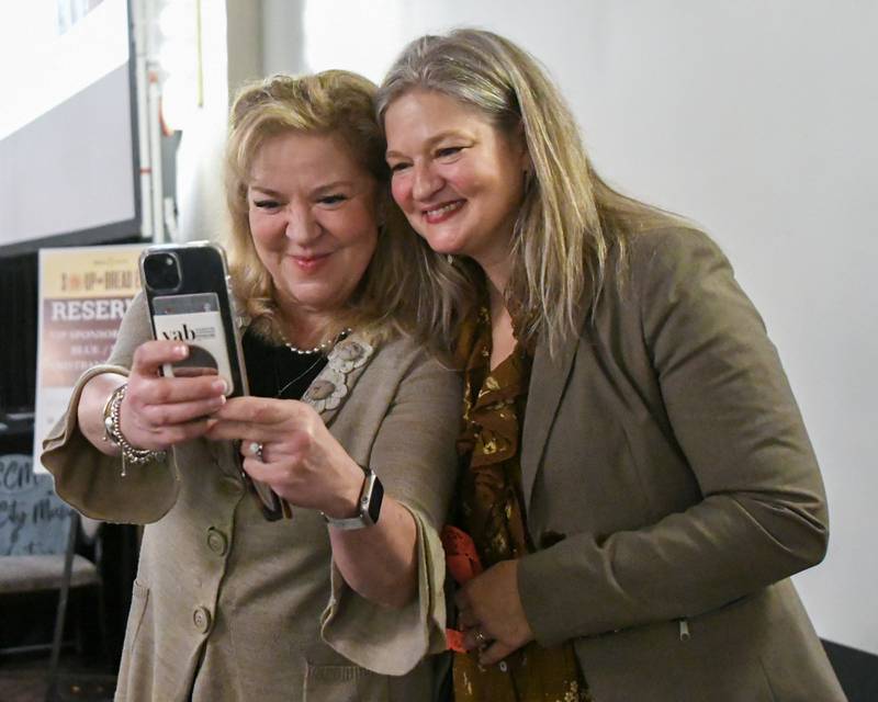 Susan Valentine, left, Vice Chair, and Tina Rounds, CEO, take a selfie during the Soup and Bread fundraiser event held on Sunday Feb. 2, 2025, held at the Holiday Inn Banquet Center in Countryside that  benefited Beds Plus.