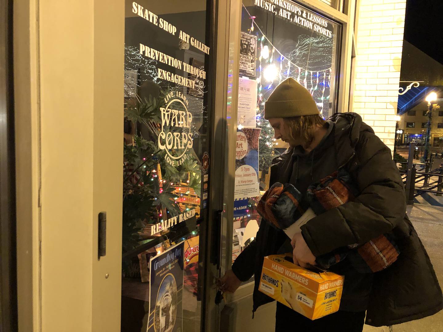 Andrew Turner stopped in to the Warp Corps Woodstock building in the early morning hours of Friday, Jan. 17, 2024, as part of the annual Point In Time count. The annual headcount is used for planning services to the county's unhoused residents.