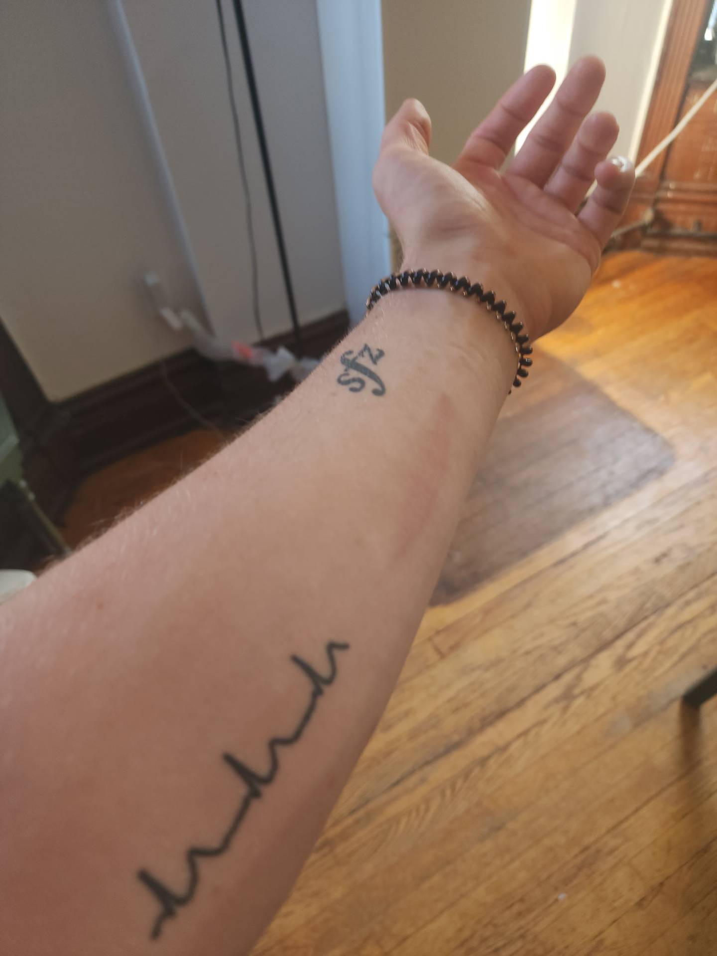 James Haughan's best friend, Liam Jackowiec was tattooed with a part of  his friend's EKG – an electrocardiogram – which tests the electrical signals in the heart. That way, his friend is always with him.