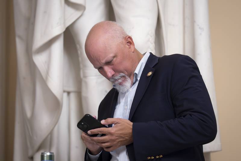 Rep. Chip Roy, R-Texas, a member of the conservative House Freedom Caucus, pauses before a TV news interviews at the Capitol in Washington, Thursday, July 17, 2025. (AP Photo/J. Scott Applewhite)