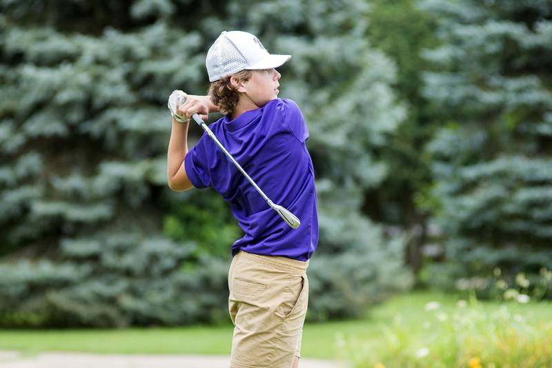 Dixon’s Ben Oros tees off on #5 at Timber Creek August 15, 2022.