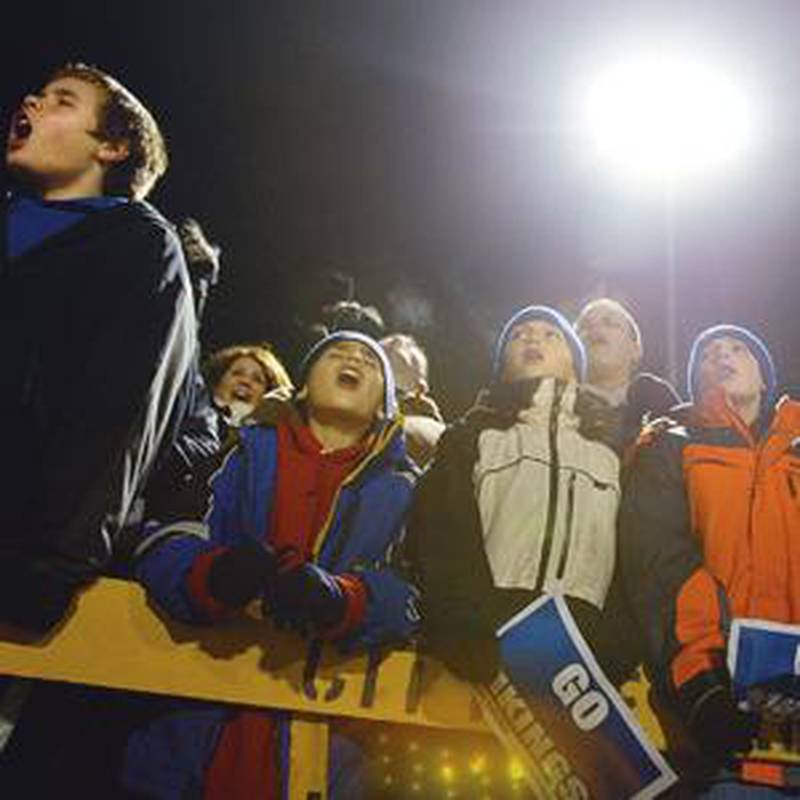 Vikings fans react to a Geneva incomplete pass during the first half of Saturday's semifinal game against Batavia. Batavia went on to win, 28-0. (Travis Haughton photo)