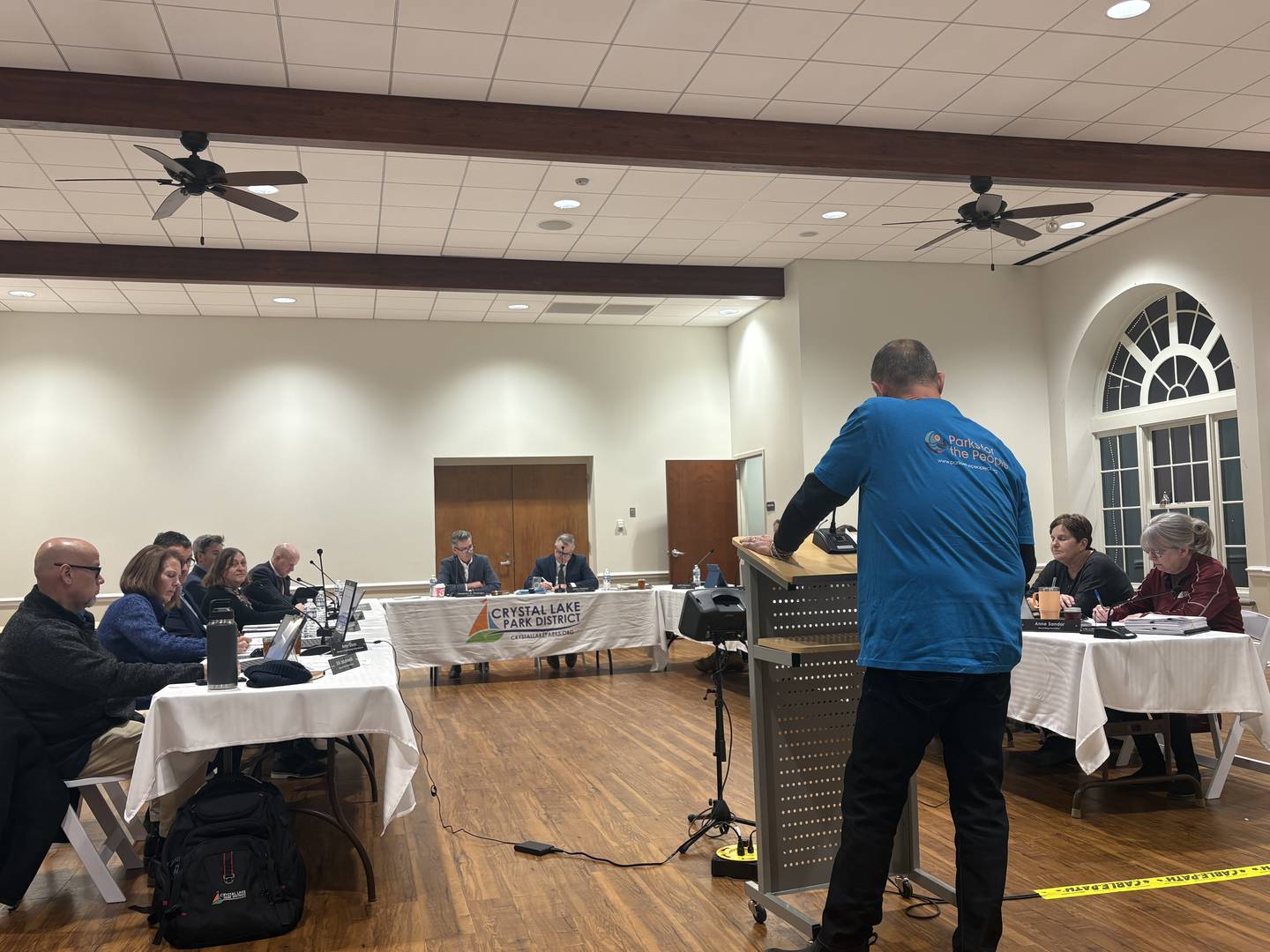 The Crystal Lake Park District board listens to public comments on Dec. 15, 2025.