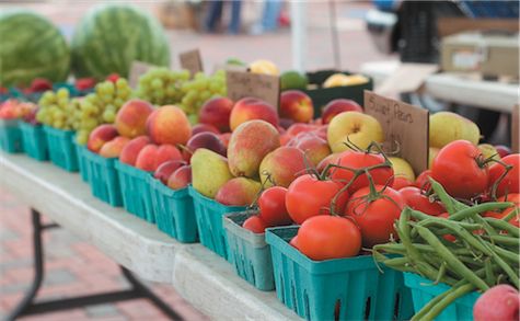 Berries, fruits and vegetables grace the table at the DeKalb Farmers Market.