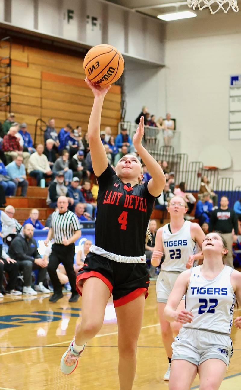 Hall's Charlie Pellegrini shoots a first-half layup in Tuesday's game at Prouty Gym. Princeton won 41-39.