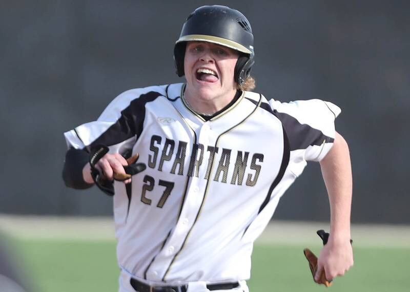 Sycamore's Jimmy Amptmann runs to third during their game against Morris Tuesday, May 9, 2023, at the Sycamore Community Sports Complex.