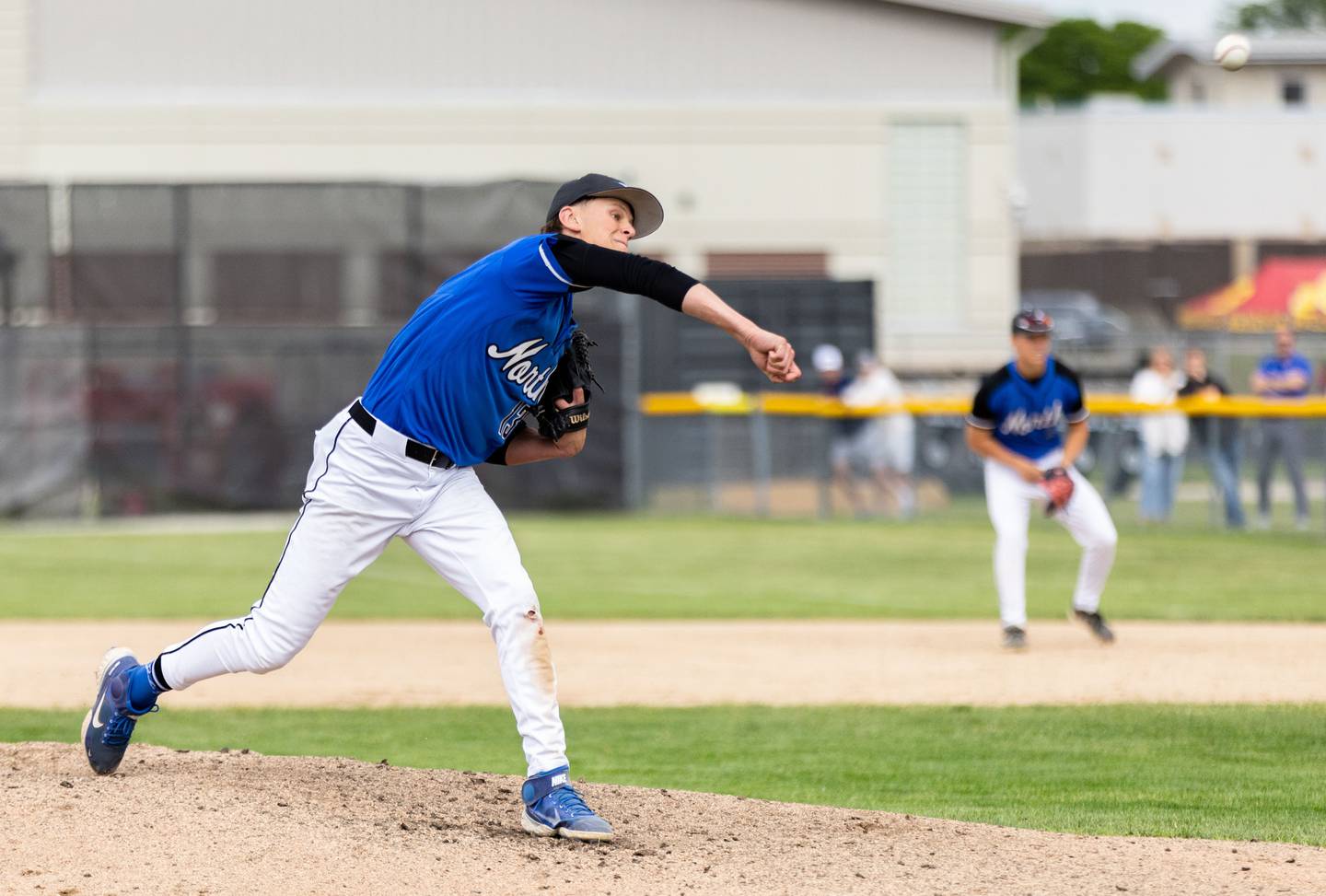 St. Charles North pitcher Matt Ritchie pitches against Batavia during the Class 4A Regional semifinal at Batavia High School in Batavia on Thursday, May 29, 2025.
