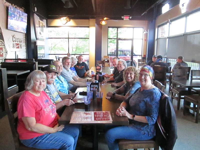Open Roads ABATE members rode to Roadhouse 47 in Yorkville on Sept. 11, 2025 to enjoy dinner.  Open Roads members pictured are Linda and Cliff Oleson, Cindy Bennish, Mitch Busch, Patti and Kevin Smith, Casey and Sara Jones, Lori Meyer, and Diana Rebechini.