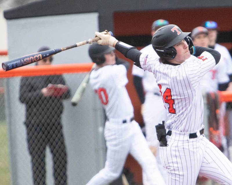 Crystal Lake Central's Ehan Wolf takes a swing against Lake on Friday April 4, 2025 in Crystal Lake.