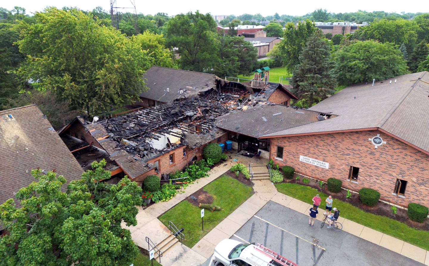 A multi-alarm fire at Good Shepherd Lutheran Church in 2024 destroyed the church’s fellowship hall and preschool and left the entire complex uninhabitable.