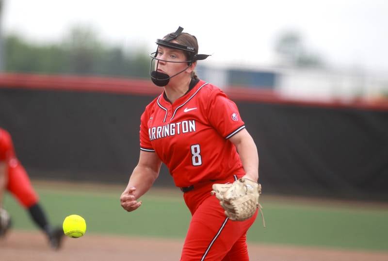 Barrington's Katie Taraschewsky pitches during a IHSA Class 4A state semifinal game against Lockport on Friday, June 13, 2025 at the Louisville Slugger Sports Complex in Peoria.