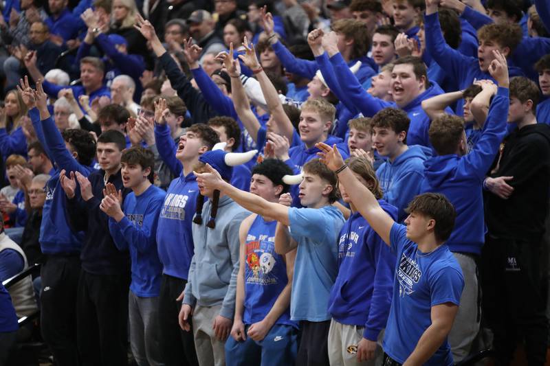 Geneva fans cheer during a Class 4A St. Charles East Sectional semifinal against Wheaton Warrenville South on Wednesday, March 5, 2025 in St. Charles.